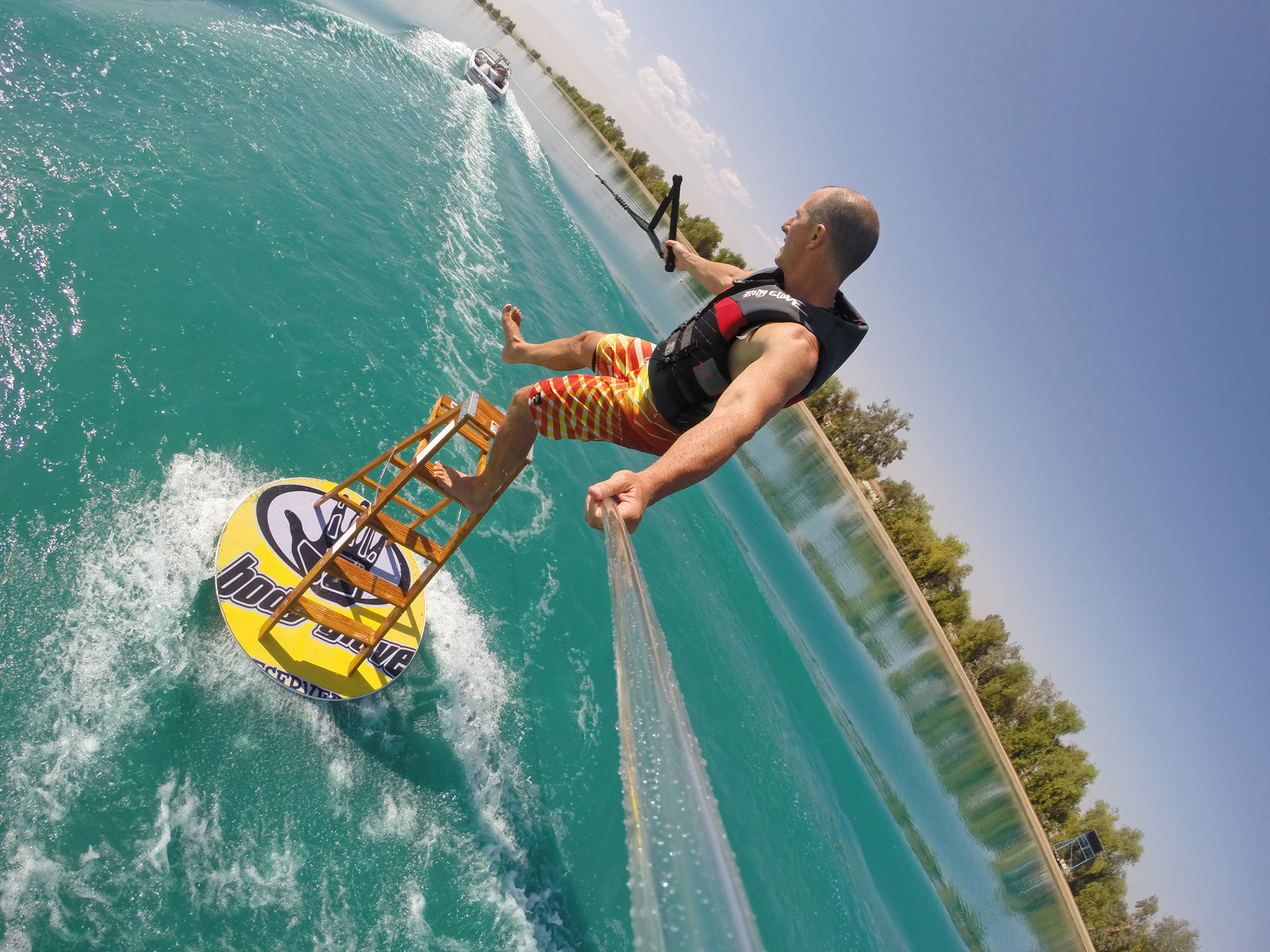 tony klarich water ski stunt body glove disc ladder go pro